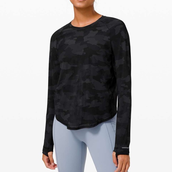Lululemon Rise and Run Long Sleeve Heritage 365 Camo Deep Coal Multi - Picture 1 of 13